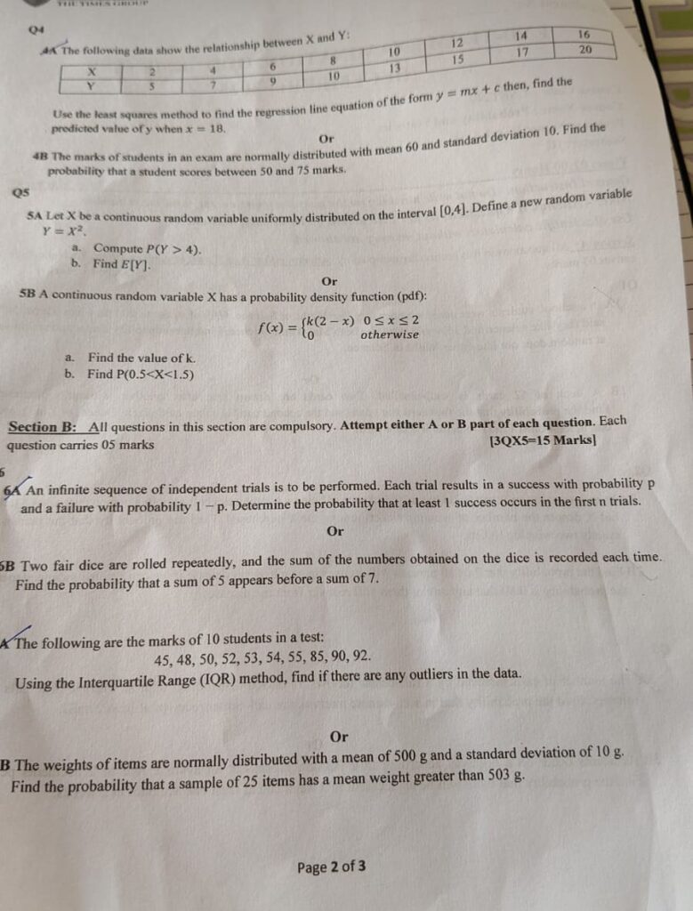 Bennett University B.Tech Question Paper 