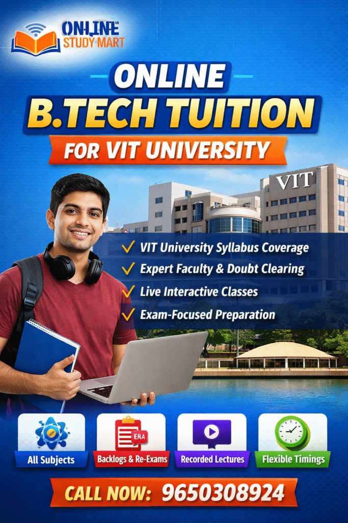 Online BTech Tuition for VIT University - Online Study Mart
