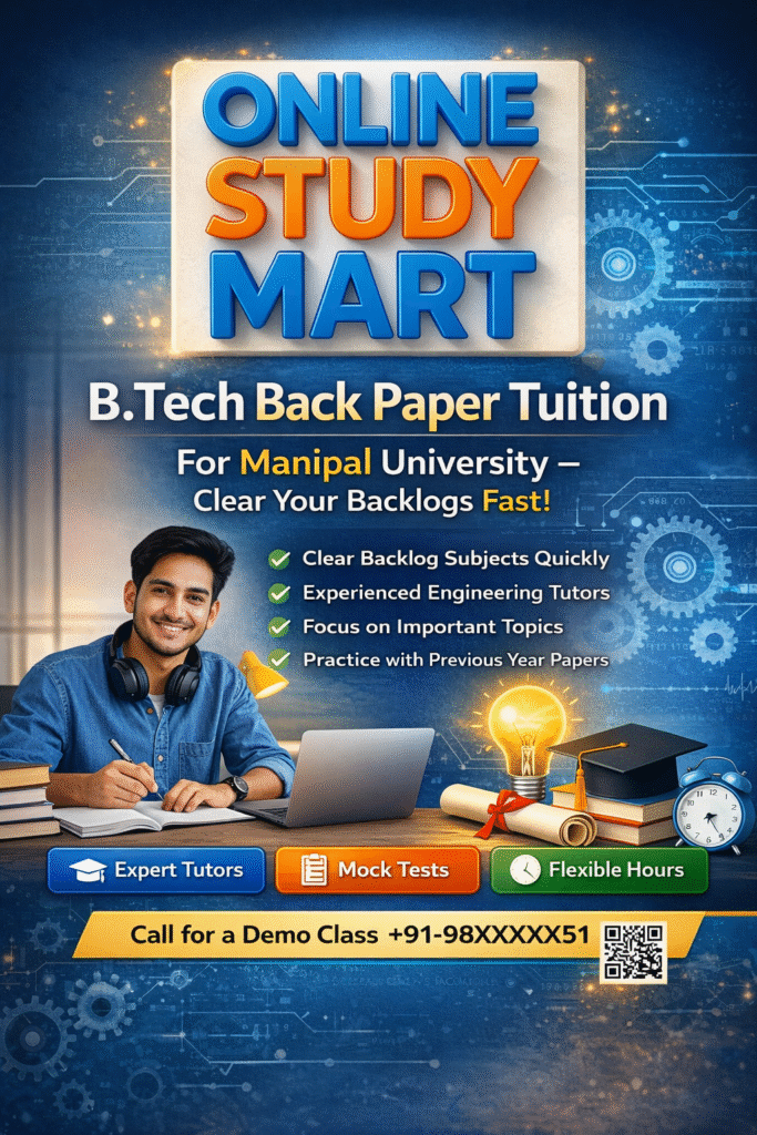 B.Tech Back Paper Tutor for Manipal University