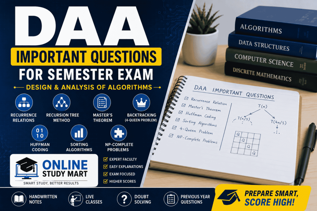 DAA Important Questions for Semester Exam