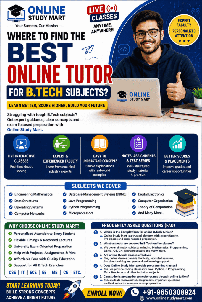 Where to find best online btech subjects tutor